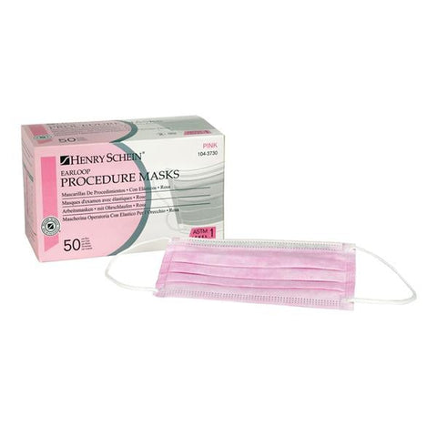 Henry Schein Inc. Mask Procedure ASTM Level 1 Pink 50/Bx, 6 BX/CA - 1043730