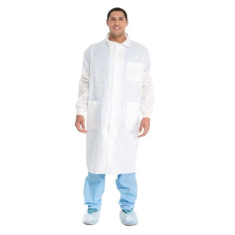 O & M Halyard Lab Coat Universal Precautions 3-Layer SMS Fabric Unisex White X-Large Each, 25 Each/CA - 10043