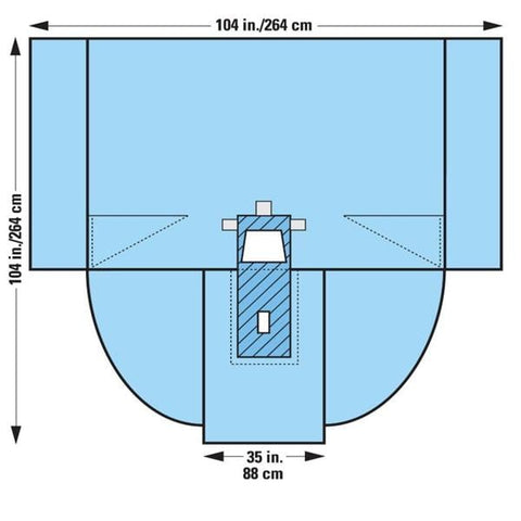 O & M Halyard -14x35" Sterile Laparoscopy/Pelviscopy Drape 7x9" Abdominal Fenestrated 89220