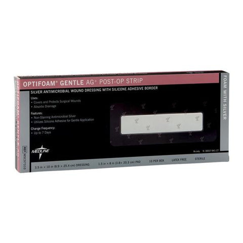 Medline Industries Inc Optifoam Ag Foam Post-Op Dressing 3-1/2x10" Strip Gentle Adhesive - MSC97310