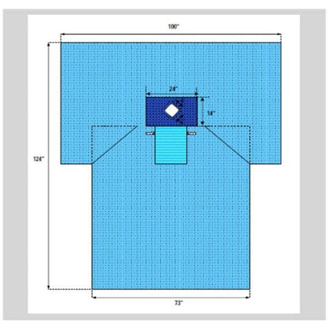 Welmed Inc -100x73x124" Non-Sterile Surgical Drape 5x5" Diamond Fenestrated 1222-2141