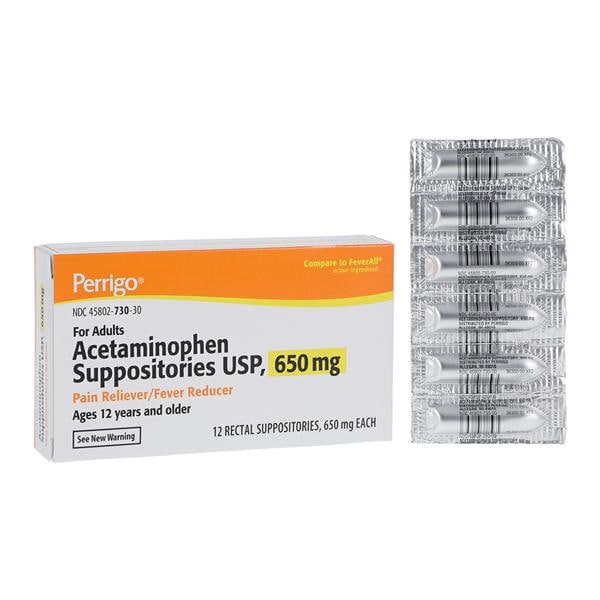 Perrigo Pharmaceuticals Acetaminophen Pain Reliever/Fever Reducer Supp ...