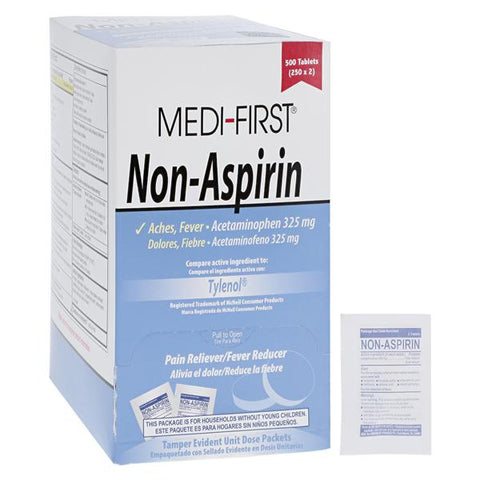 Medique Products Medi-First Non-Aspirin Tablets 325mg 500/Box, 12 BX/CA - 80313