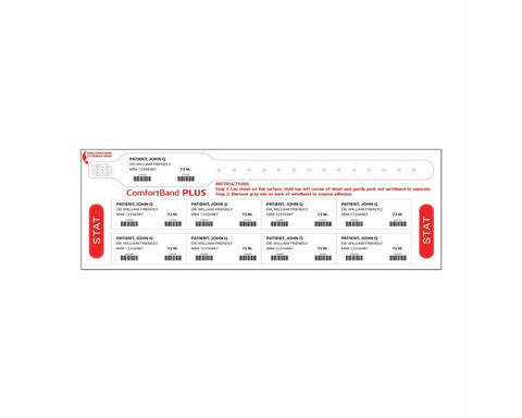PDC ComfortBand® Plus Thermal Patient ID Wristband with Patient & Stat Labels, Adult, White, 1" Core | 7765-11-PDO