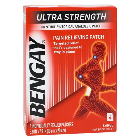 Johnson & Johnson Consumer Bengay Analgesic Ultra Strength Patch 4/Box, 36 BX/CA - 510814900