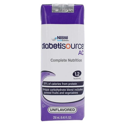 Nestle Healthcare Nutrition Diabetisource AC Adult Tube Feeding Formula Protein 20%/Carbohydrate 36%/Fat 44% Unflavored 250mL Carton 24/Case - 36500000