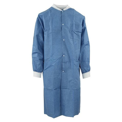 Medicom SafeWear High Performance Protective Lab Coat SMS Fabric Large Deep Blue 12/Bg - 8107-C