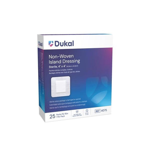 Dukal LLC Caliber Cotton Island Dressing 4x4" Sterile Adhesive Absorbent LF, 8 BX/CA - 4075