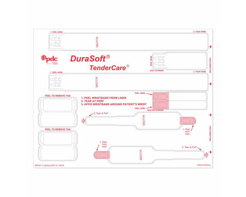 PDC Durasoft® Tendercare® Laser Wristband, Tamper Evident, Adult/infant, White, 2 Pks of 250 Sheets per Case - Serialized | 9540W-11-SPDM