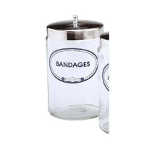 Graham Jar Bandage 7x4-1/4" Clear Glass With Stainless Steel Cover Each - Field/Everest &Jennings - 3454A B