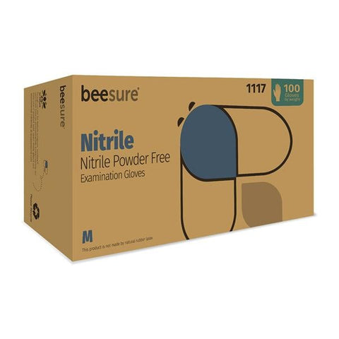 EcoBee Gloves Exam BeeSure Powder-Free Nitrile Latex-Free X-Small Light Blue 100/Bx, 10 BX/CA - BE1115