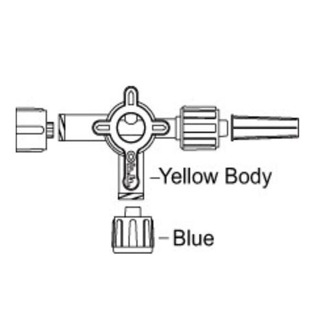 Smiths Medical ASD, Inc Stopcock 4-Way Ultra Non-Vented Blue Cap Swivel Male Luer Lock 50/Ca - MX234-1L