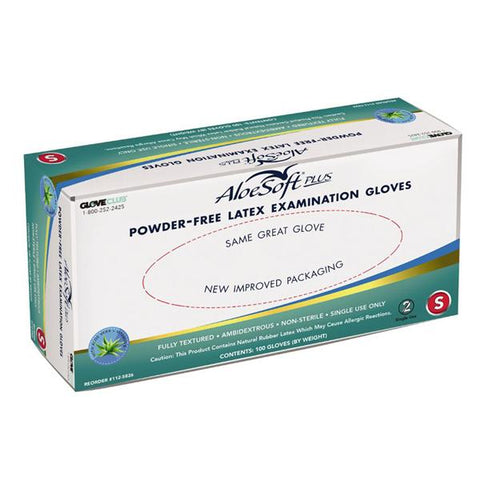 Glove Club Gloves Exam AloeSoft Plus Powder-Free Latex Large Natural 100/Bx, 20 BX/CA - 1125828