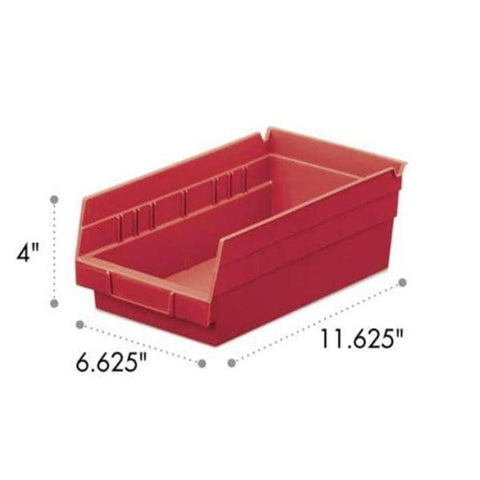 Marketlab Bin Shelf 11-5/8x6-5/8x4" Red Polypropylene With Label Slot Eachch - 2766-RD