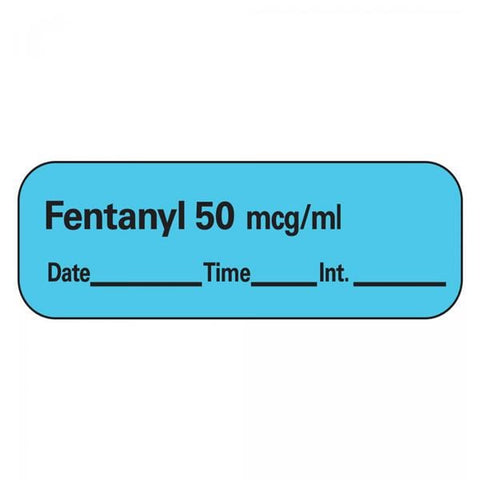 TimeMed a Div of PDC Anesthesia Label Fentanyl 50mcg/ml Blue 1-1/2x1/2" 600/Rl - LAN-7D50
