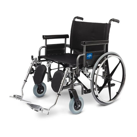 Medline Industries Inc Wheelchair Hemi Excel Shuttle Extra Wide 850lb Blk Elvt Lgrst Dsk Arms Adult Each - MDS809650