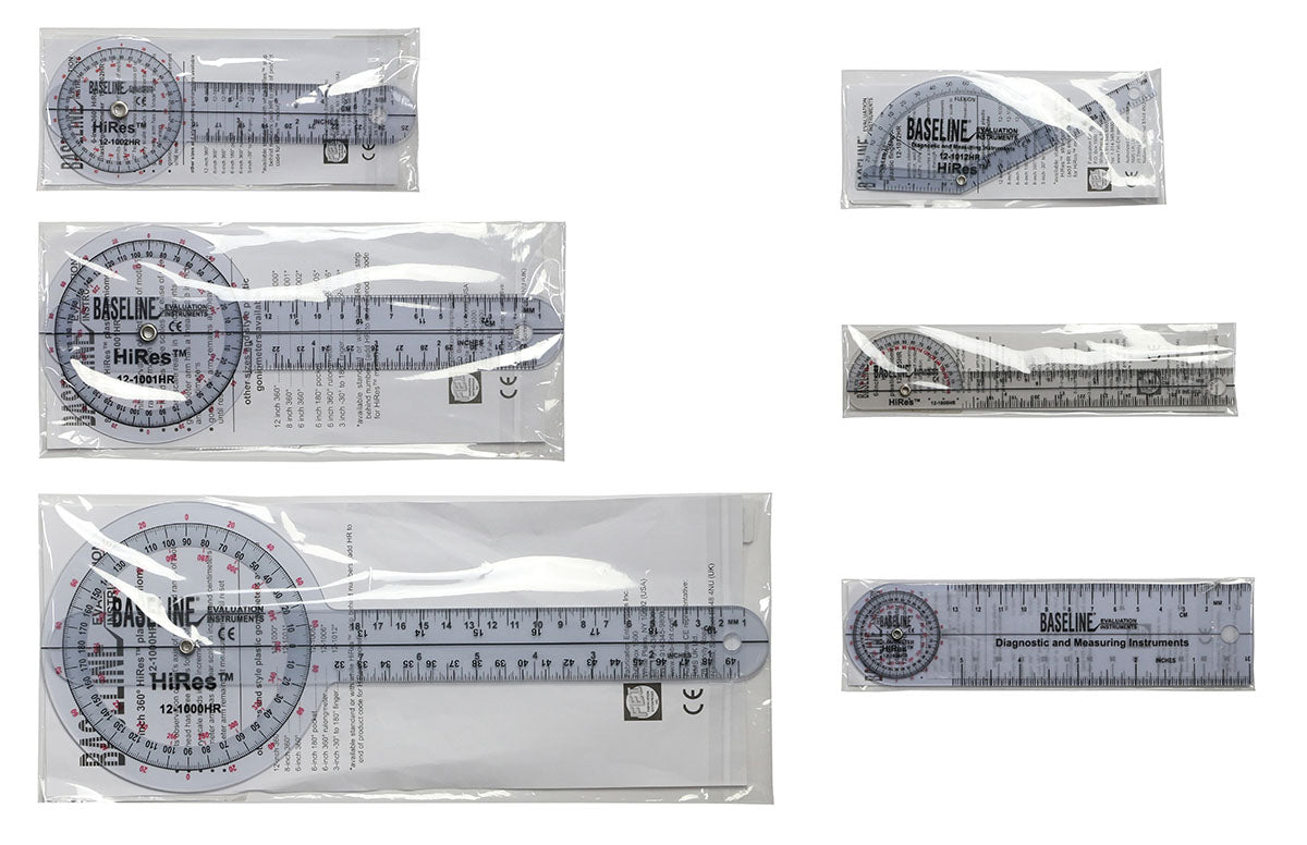 Baseline Plastic Goniometer HiRes 6-piece Set FE-12-1028HR – Medute