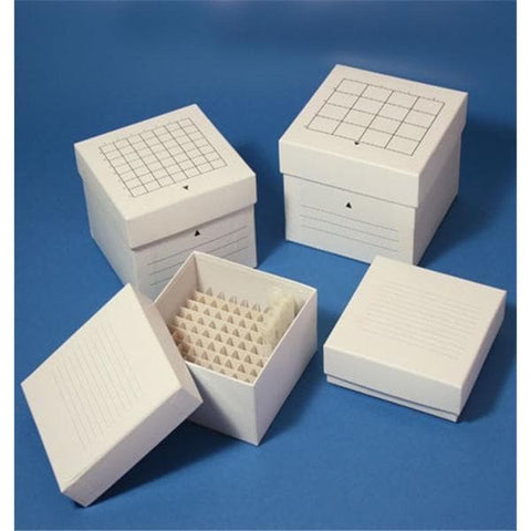 Globe Scientific Inc. Freezer Storage Box Cardboard 2x2" Lid White With Dividers Each - 3092