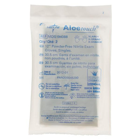 Medline Industries Inc Gloves Exam Aloetouch Powder-Free Nitrile Latex-Free 12 in XL Strl Green 200/Ca - MDS194088