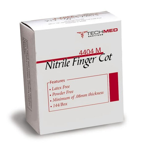 Dukal Corporation Finger Cots Pre-Rolled Tech-Med PF Nitrile Latex-Free XL White Disposable 144/Bx - 4404XL
