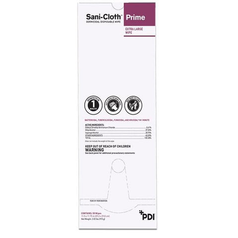 PDI Professional Disposables Disinfectant Wipes Sani-Cloth Prime Large Box 50/Pk, 10 PK/CA - H06182