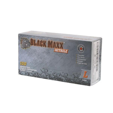 Dash Medical Gloves Inc Gloves Exam Black Maxx Powder-Free Nitrile Latex-Free Large Black 100/Bx, 10 BX/CA - BMN100L