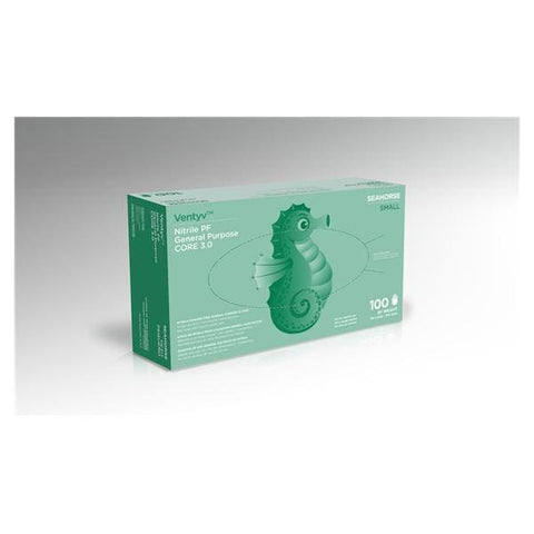 Ventyv Gloves General Purpose Seahorse PF Nitrile LF 220 mm Sm Cobalt Blue 100/Bx, 10 BX/CA - 10419105