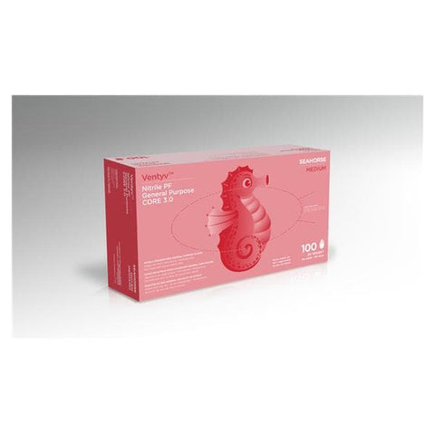 Ventyv Gloves General Purpose Seahorse PF Nitrile LF 230 mm Md Cobalt Blue 100/Bx, 10 BX/CA - 10420105