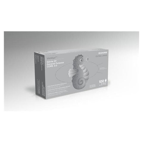 Ventyv Gloves General Purpose Seahorse PF Nitrile LF 230 mm XL Cobalt Blue 100/Bx, 10 BX/CA - 10422105