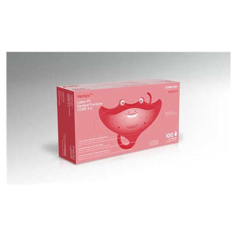 Ventyv Gloves General Purpose Stingray Powder-Free Latex Medium Disposable 100/Bx, 10 BX/CA - 10220102