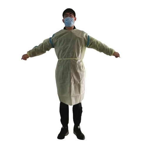 Xuchang Zhengde Environstar Gown Isolation Disposable AAMI Level 2 PE / PP PE+PP Size Large Yellow 10/Bg, 10 BG/CA - ZDB120013A
