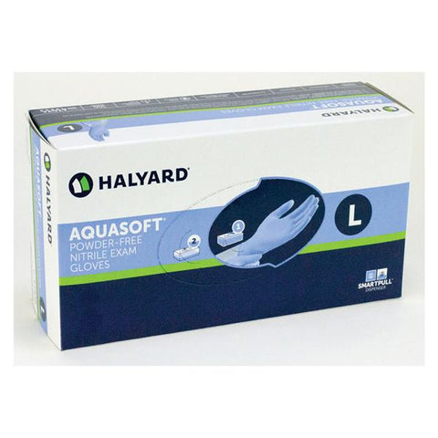 O & M Halyard Gloves Exam Aquasoft Powder-Free Nitrile Latex-Free Small Blue 300/Bx, 10 BX/CA - 43933