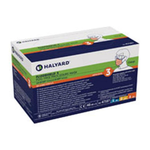 O & M Halyard Mask Procedure FluidShield Anti-Fog ASTM Level 3 Pleated Orange 40/Bx, 10 BX/CA - 47107