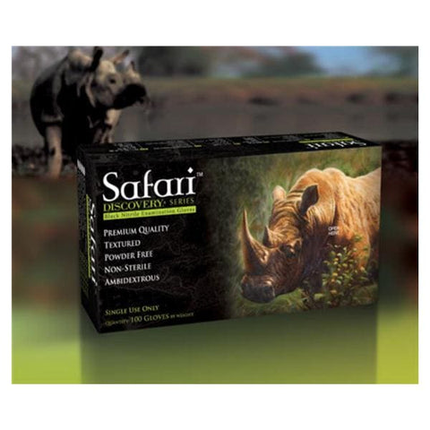 Safari by Mexpo Gloves Exam Safari Powder-Free Nitrile Latex-Free Medium Black 10/Ca - SFR 87527-B-N-PF