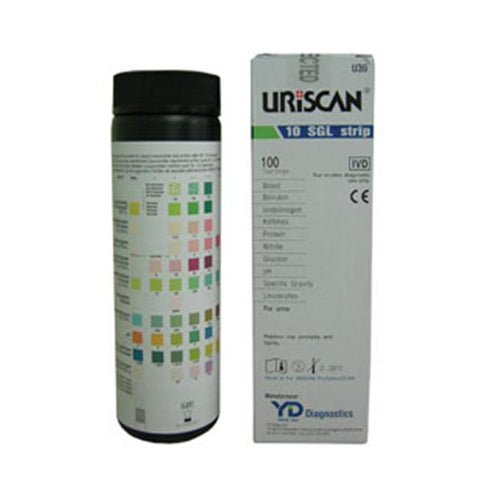 Biosys Laboratories Uriscan 10SGL Urinalysis Test Strip 100/Bx, 10 BX/CA - U39