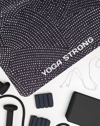 Yoga Strong, Yoga Mat 72" x 24", Black Polka Dot - FE-32-1522