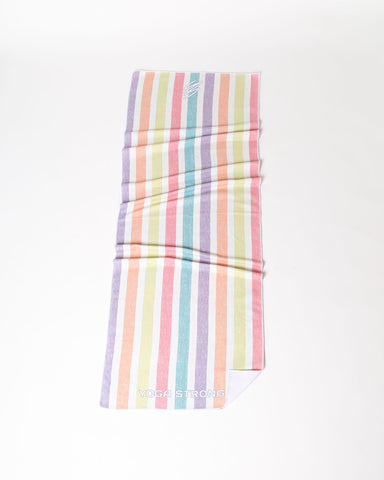 Yoga Strong, Anti Slip Towel, Rainbow Stripe