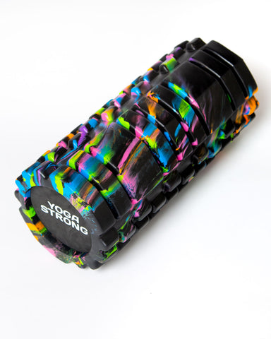 Yoga Strong, Medium Density Ridged Foam Roller, Black Tie Dye