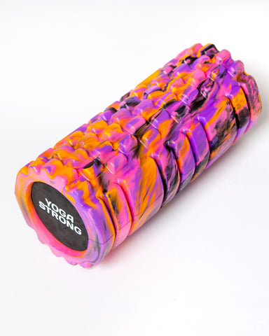 Yoga Strong, Medium Density Ridged Foam Roller, Pink Tie Dye