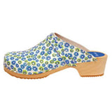 Cape Clogs Inc Clog Open Back Leather / Wood Base Womens Adult Twin Flower Size 8.5 Slip On Each - 132215739