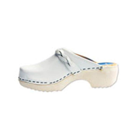 Cape Clogs Inc Clog Open Back Leather / Wood Base Womens Adult White Size 6 Each - 198210136
