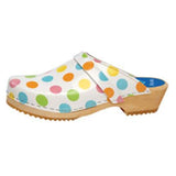 Cape Clogs Inc Clog Open Back Leather / Wood Base Womens Adult Dots Size 6 Slip On Each - 132217636