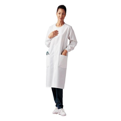 Landau Uniforms Inc. Cover Coat 65% Polyester / 35% Cotton Unisex White Medium Each - 3178-WWP-MED