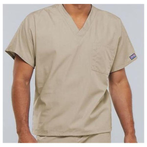 Cherokee Workwear Shirt Scrub Cherokee 4777 Unisex Medium Khaki Each - 4777-KAKW-M