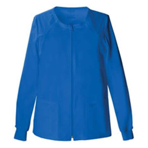 Cherokee Workwear Jacket Warm-Up Poly/Ctn/Spndx W RylBlu Sm NRvrsbl 4Pckt Each - 4315-ROYW-S