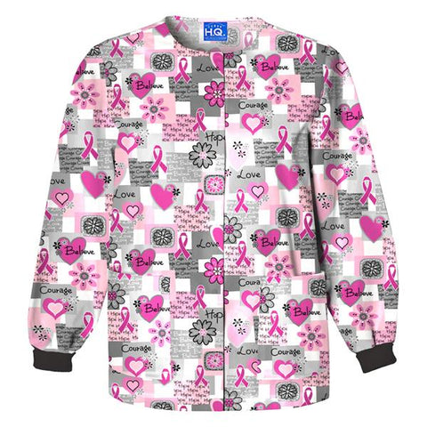 Scrub H.Q. Jacket Womens Words of Love X-Large 2 Pockets Each - 4350-WRDS-XL