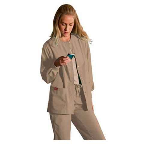 Dickies EDS Jacket Warm-Up Polyester / Cotton Womens Khaki Large 2 Pockets Each - 885306-KHIZL