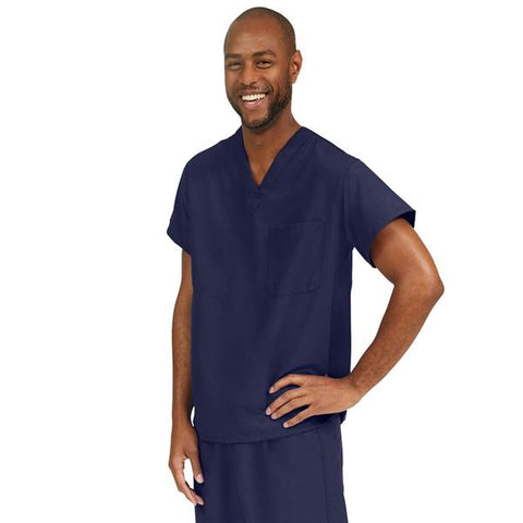 Medline Industries Inc Top Scrub 100% Polyester PerforMAX Unisex Navy X-Small Reversible 1 Pocket Each - 810NNTXS-CM