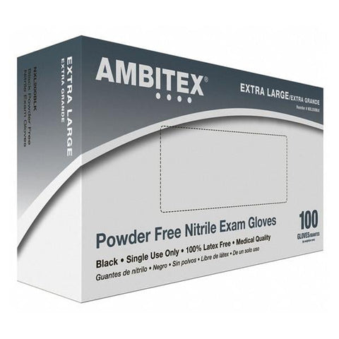 Tradex International, Inc Gloves Exam Ambitex Powder-Free Nitrile Latex-Free 9 in X-Large Black 100/Bx, 10 BX/CA - NXL200BLK