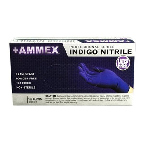 Ammex Corporation Gloves Exam Ammex Powder-Free Nitrile Latex-Free Small Indigo 100/Bx, 10 BX/CA - AINPF42100